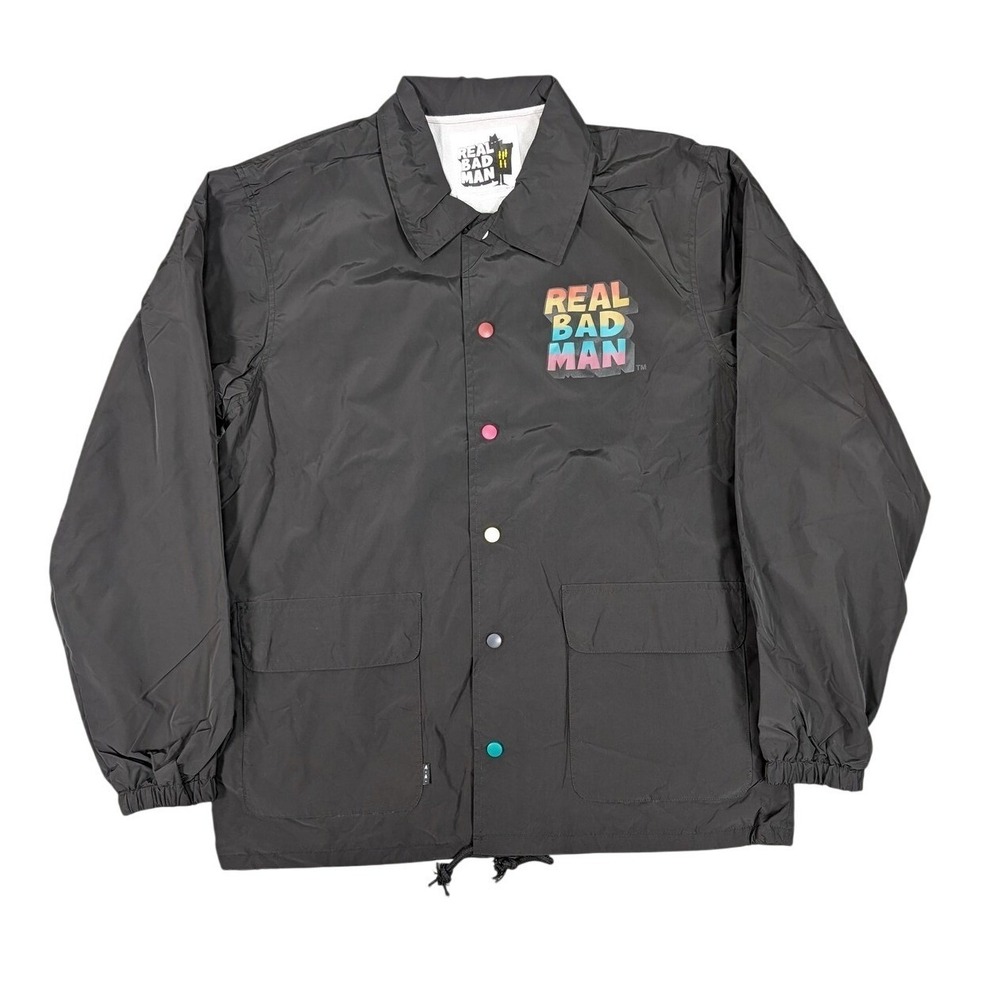Real Bad Man Jacket Mens Large Coach Windbreaker Streetwear‎ Lightweight New